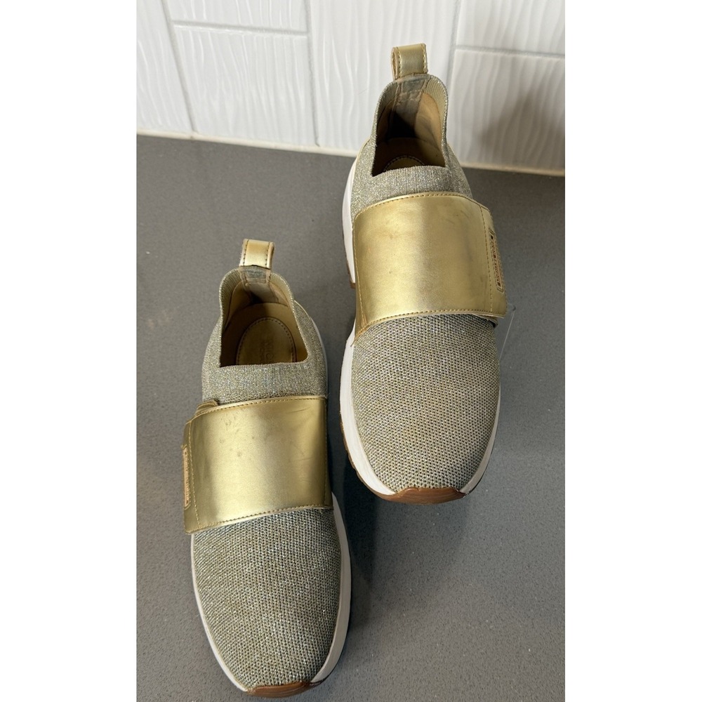 Michael Kors Cosmo Knit Slip-On Sneakers Gold For Women's Size 8M Platform Shoes - Picture 2 of 15